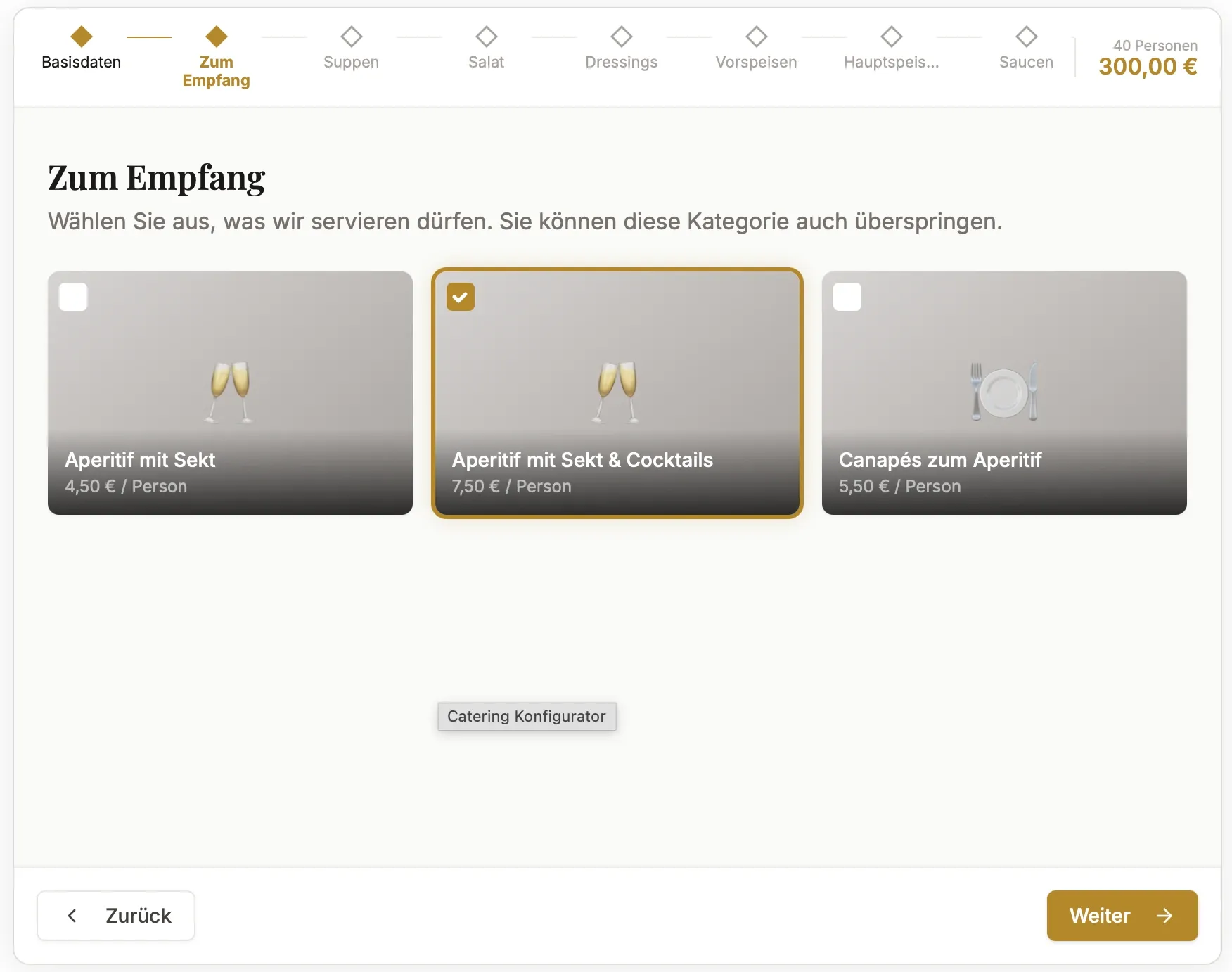 DolceVita Catering-Konfigurator – Ansicht 2